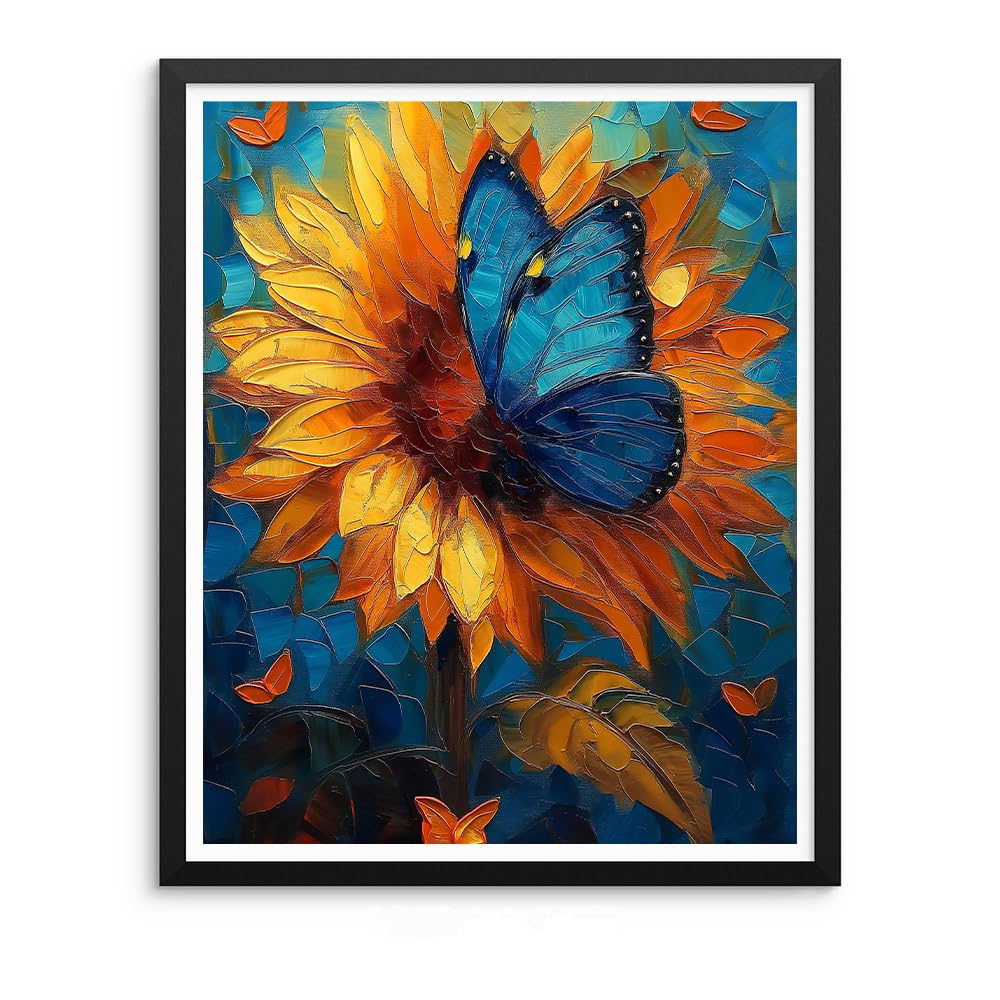 Natuyalo Paint by Number Kits for Adults Paint by Numbers for Adults Beginner, DIY Paint by Numbers for Ideal Gift Home Wall Decor (Butterfly on Sunflower, 16x20 Inch) Natuyalo