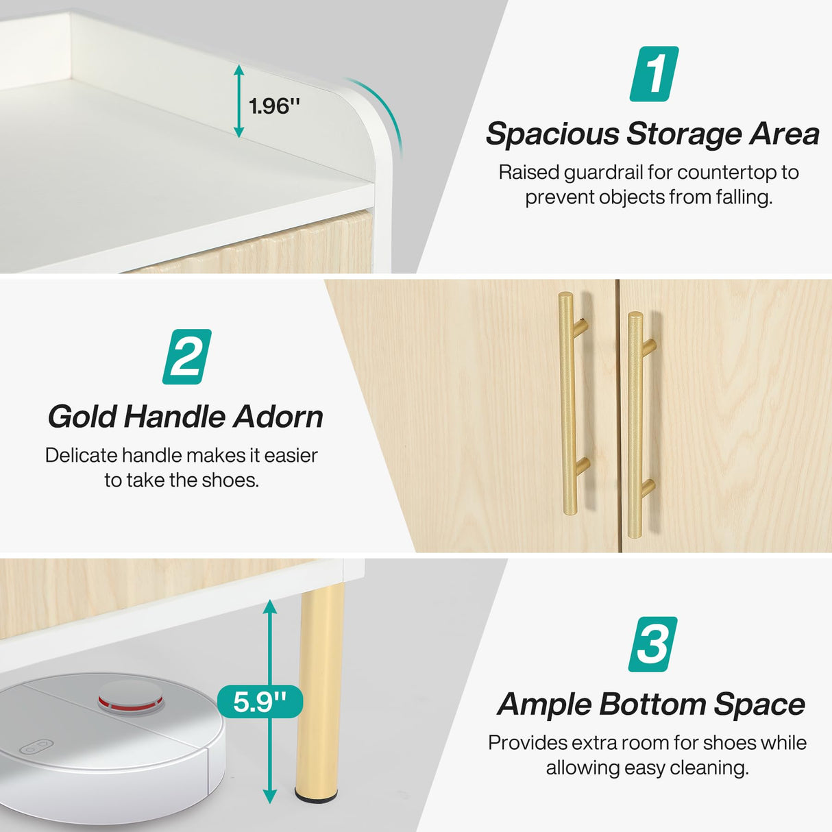 Tribesigns Large Shoe Cabinet with Doors, 6-Tier Entryway Shoe Storage Cabinet with Shelves, 30 Pairs Modern Shoes Rack Organizer for Hallway, Closet, Bedroom, Living Room (White/Natural) Tribesigns