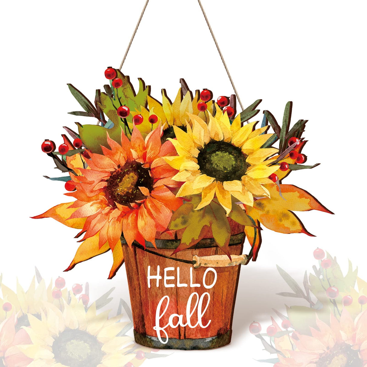 Hello Fall Sign Hello Fall Door Sign Wooden Farmhouse Home Sign with Fall Sunflower for Porch Farmhouse Thanksgiving Autumn Front Door Outdoor Home Decor Bucherry