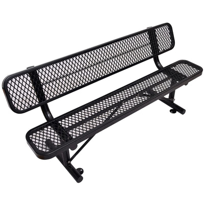 Sunnibety 6 Feet Heavy Duty Metal Park Bench for Outside, Outdoor Bench with Backrest & Portable Frame, Commercial Benches for Shopping Malls, Stores, Parks, Patios, Decks, Black