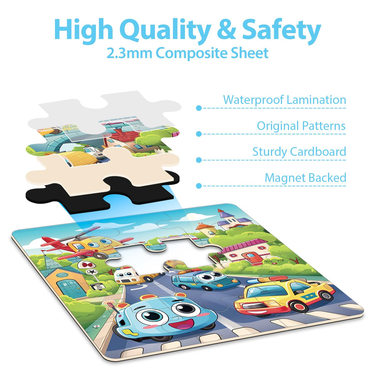 Magnetic Puzzles for Toddlers 3-5, 9-12-16 Pieces Car Puzzles for Kids Ages 4-6 Kids Puzzles Educational Learning Magnet Travel Puzzles Road Trip Activities Toys for 2 3 4 5 6 Year Old Boys and Girls Jeacirio