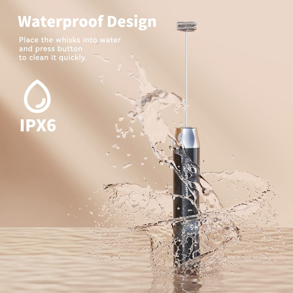 Maestri House Rechargeable Milk Frother, Handheld Electric Foam Maker Waterproof Detachable Stainless Steel Whisk Drink Mixer Foamer for Lattes, Cappuccino, No Stand Maestri House