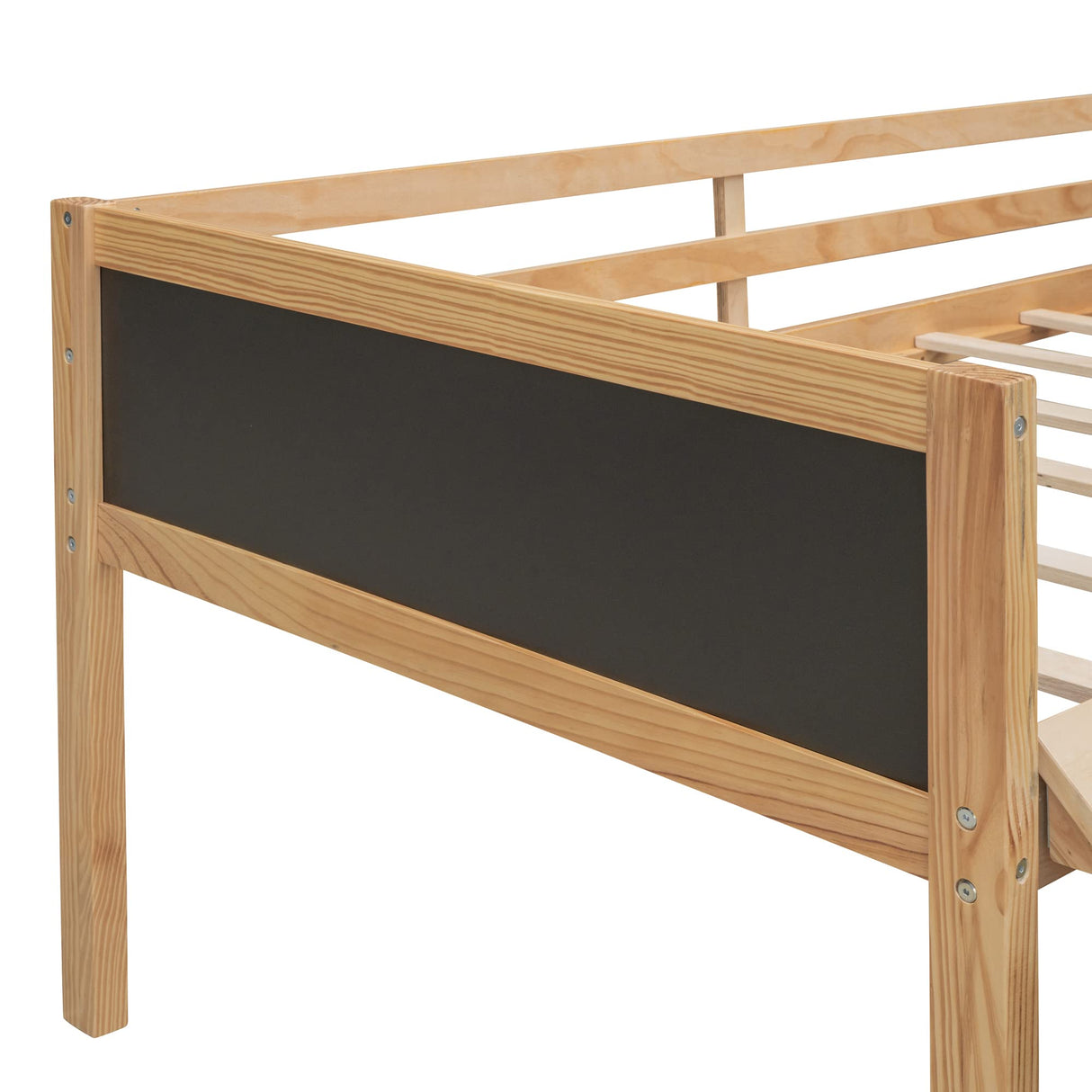 CITYLIGHT Low Loft Bed with Slide,Wood Twin Loft Bed for Kids,Loft Bed Twin with 2 Toy Boxes and Decorative Guardrail Chalkboard, Junior Loft Bed Frame for Girls Boys Toddler,Natural CITYLIGHT