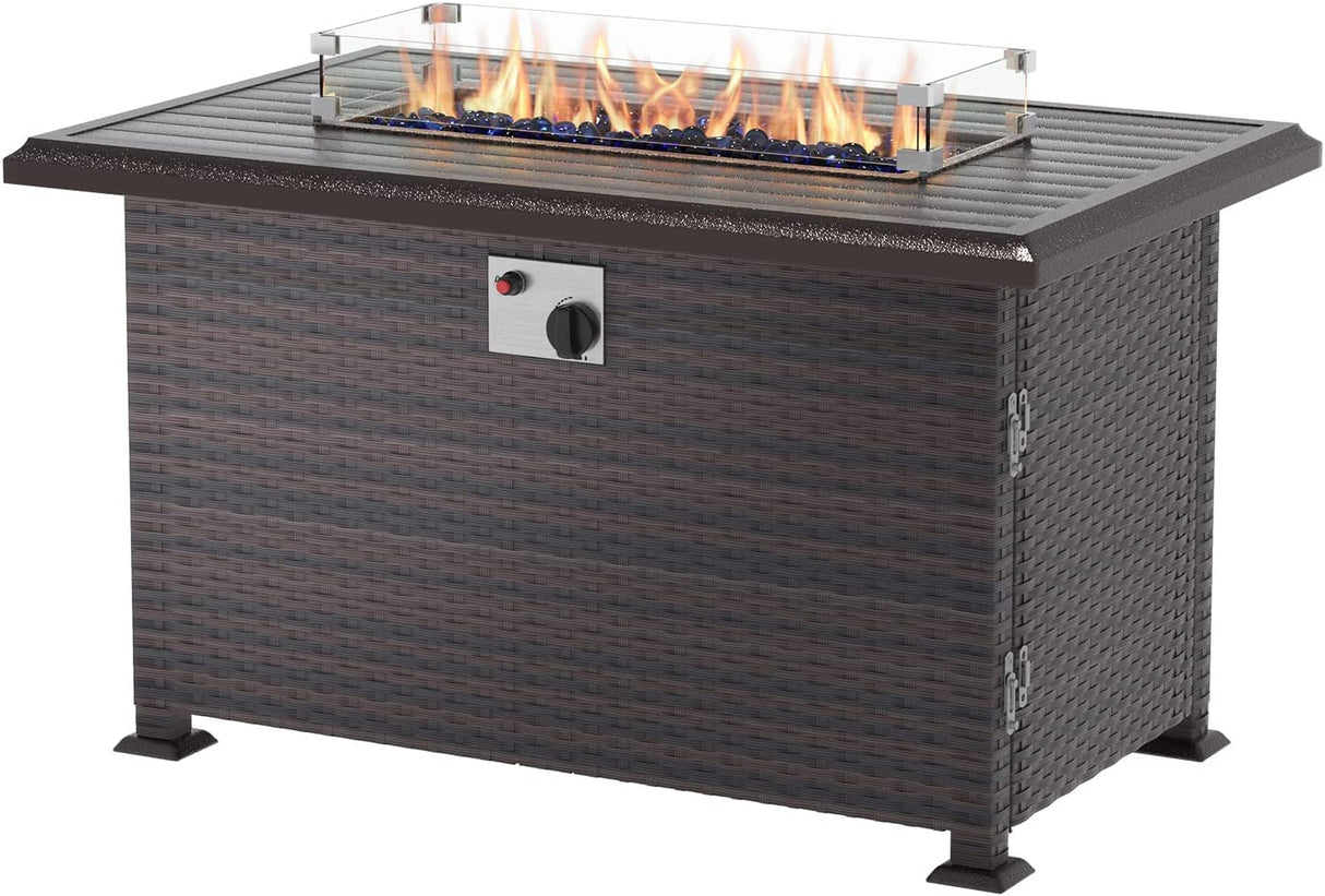 RTDTD 13 Pieces Outdoor Patio Furniture Set with Propane Fire Pit Table Outdoor Furniture Patio Sectional Sofa Conversation Sets w/ETL Approved 43" Gas Outdoor Fire Table & Coffee Table (Red) RTDTD