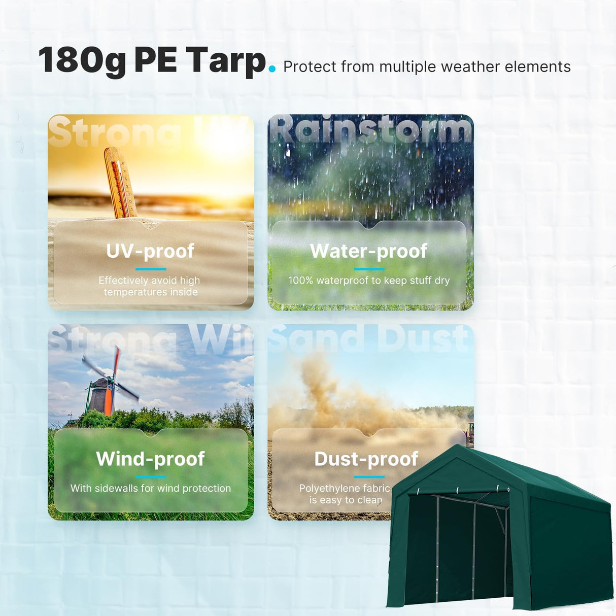 ADVANCE OUTDOOR 10x20 ft Heavy Duty Carport with Removable Sidewalls and Doors, Adjustable Height Car Canopy Garage Party Tent Boat Shelter with Reinforced Poles, Green ADVANCE OUTDOOR