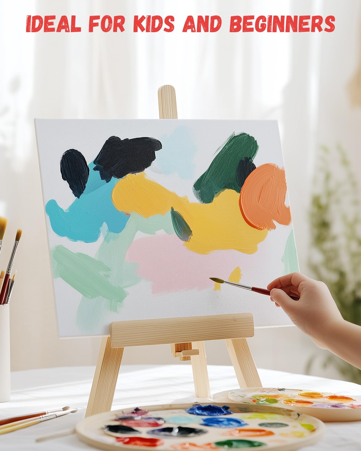 Simetufy Canvas for Painting 32 Pack Paint Canvas Boards for Kids 8pcs of Each 5x7, 8x10, 9x12, 11x14 100% Cotton for Acrylic Watercolor Paint Simetufy