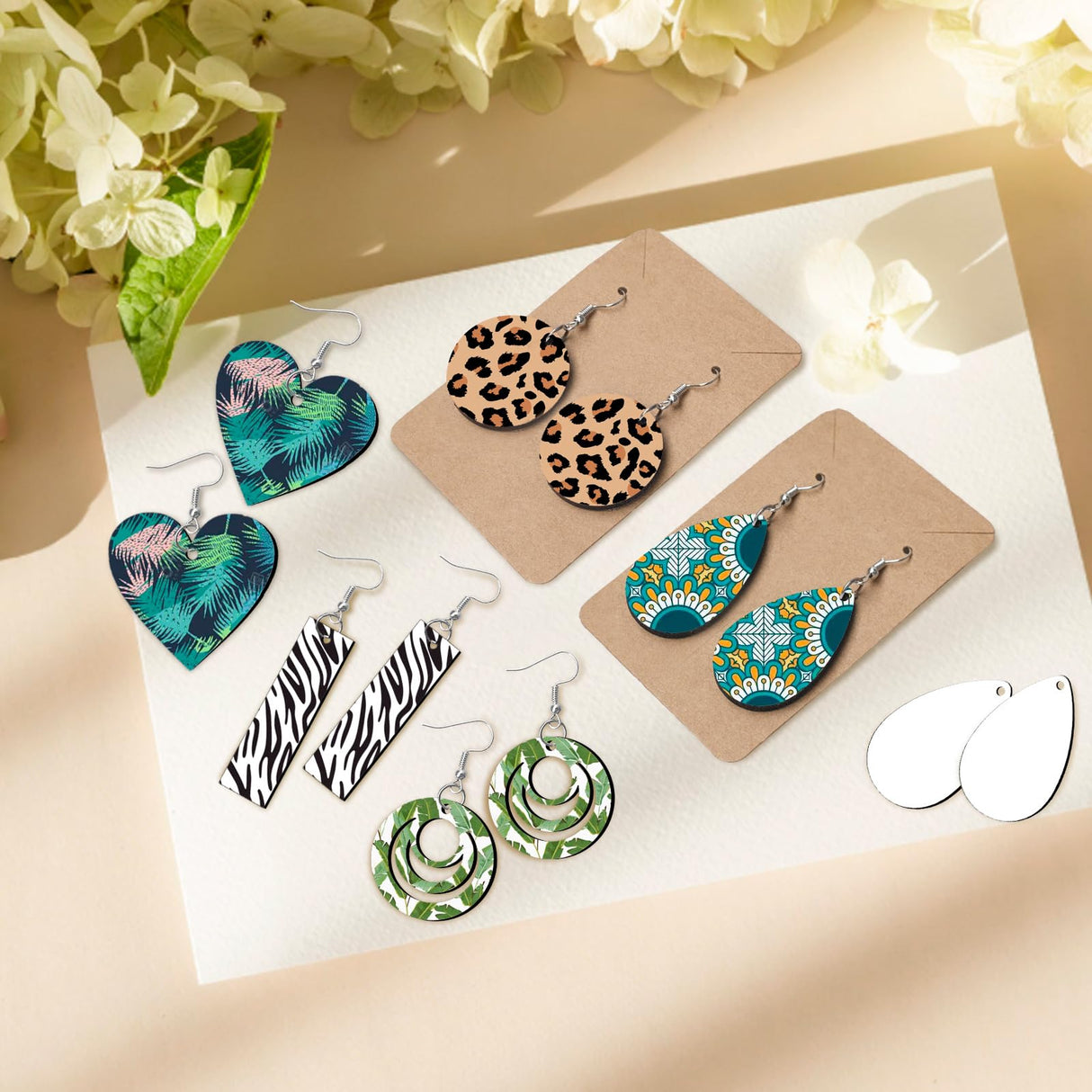 1250 Pieces Sublimation Earring Blanks Bulk DIY Jewelry Craft Making Kit with 250 Earing Hooks 250 jump Rings 250 Ear Plugs,125 Earring Cards Holder and Clear Package Bags for Birthday Gifts Supplies SENONAPO