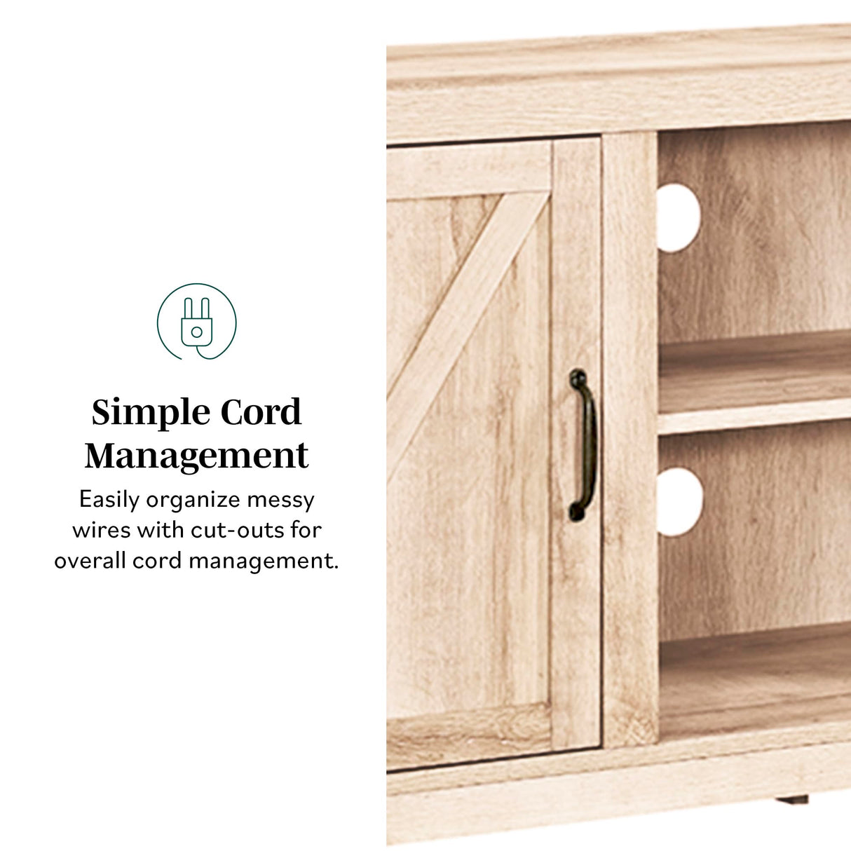 Walker Edison Georgetown Modern Farmhouse Double Barn Door TV Stand for TVs up to 65 Inches, 58 Inch, White Oak Walker Edison