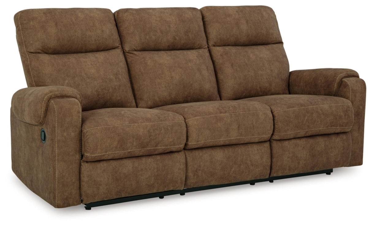 Signature Design by Ashley Edenwold Contemporary Faux Leather Manual Reclining Sofa, Dark Brown Signature Design by Ashley
