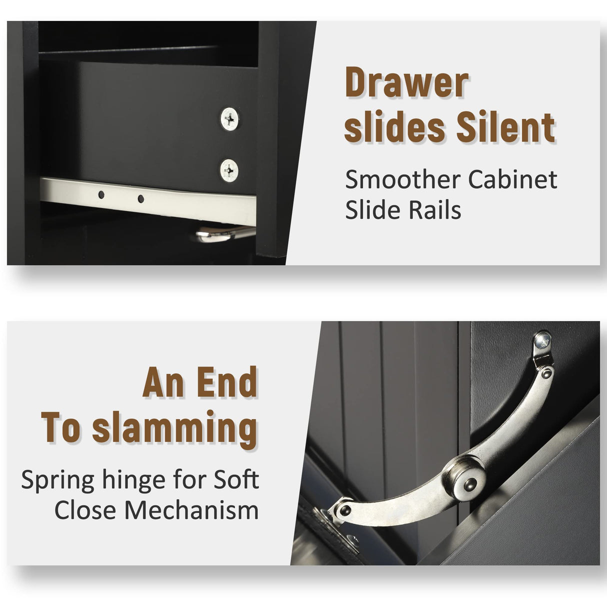 LOUVIXA Tilt Out Trash Can Cabinet Dog Proof with Double Wood Hidden Trash Can Holder, Kitchen Free Standing Recycling Cabinet(Black) LOUVIXA