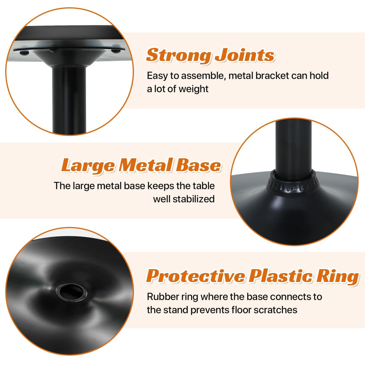 40-Inch High Top Round Bar Table with Metal Base - Sturdy Small Bistro Drink Table for Home & Kitchen Spaces BORGEBY