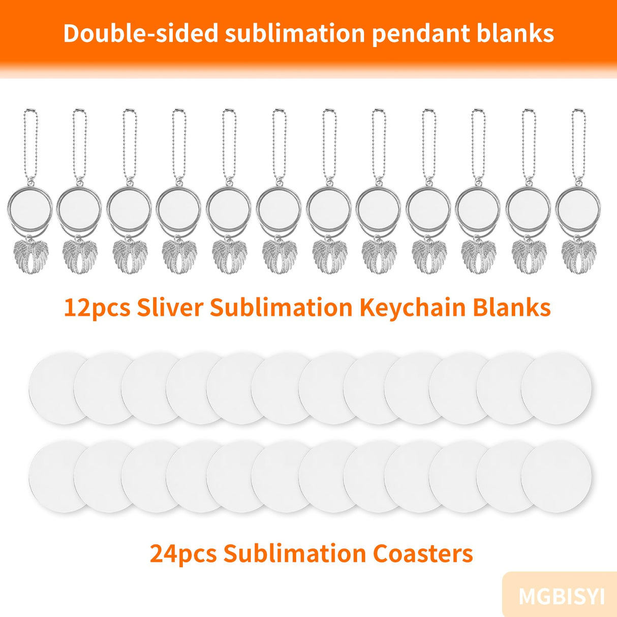 MGBISYI Sublimation Keychain Blanks,Sublimation Pendant Blanks,Angel Wings Ornament for Printing Pendant Jewelry Making, Gifts for Women (12 Sets) MGBISYI