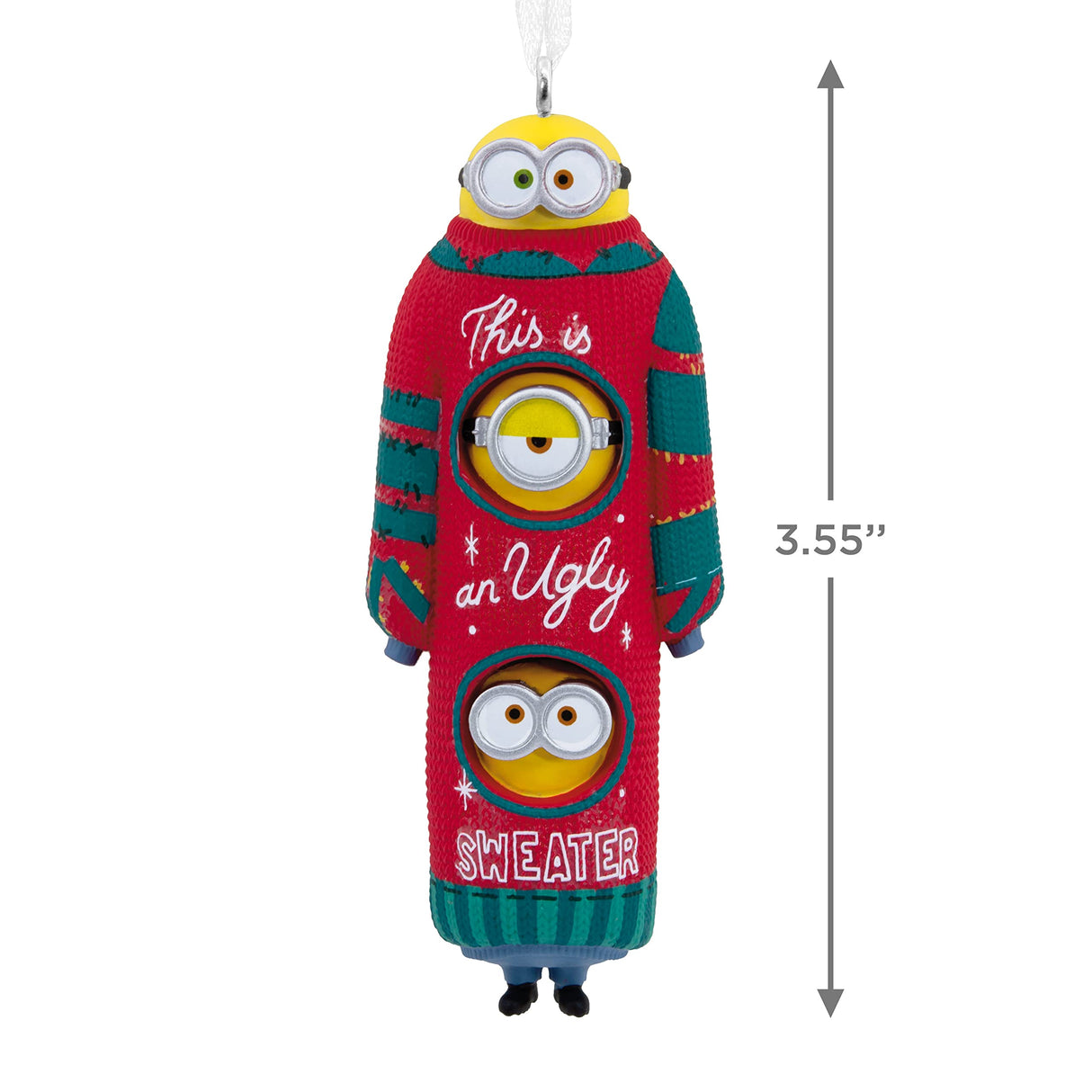 Hallmark Minions: The Rise of Gru, Bob, Kevin, and Stuart The Minions in Ugly Christmas Sweater Christmas Ornament Hallmark