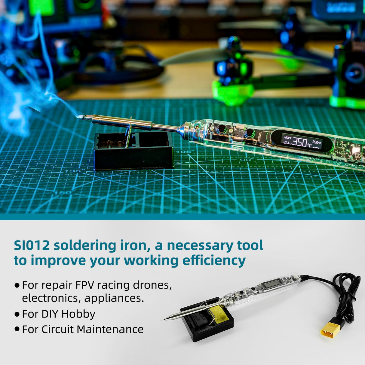 SEQURE SI012 Soldering Iron Kit, 68W Portable Soldering Iron Electric, Fast Heating, DC+PD Power Input, Digital OLED Display, Constant Temperature, Auto Sleep Welding Tool, TS-B2 Soldering Tip, XT60 SEQURE