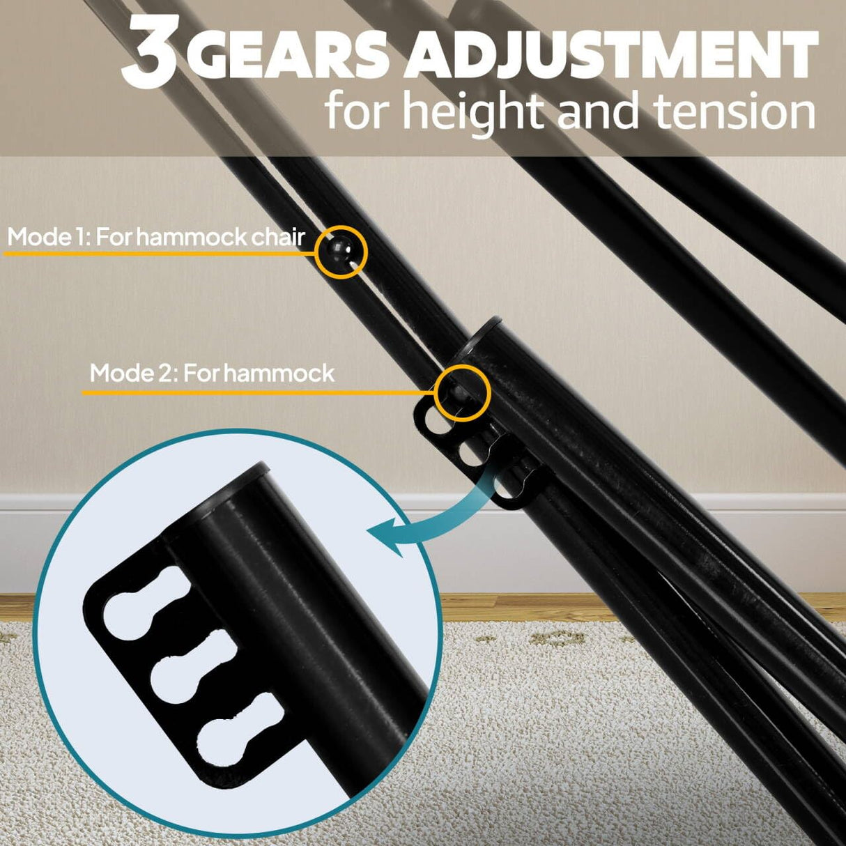 Anyoo 2 in 1 Hammock and Swinging Chair with Collapsible Steel Stand & Carrying Case,Portable & Adjustable,Easy Set Up for Outdoor,Indoor,Porch Swing,Patio,Garden,Camping Trip ANYOO