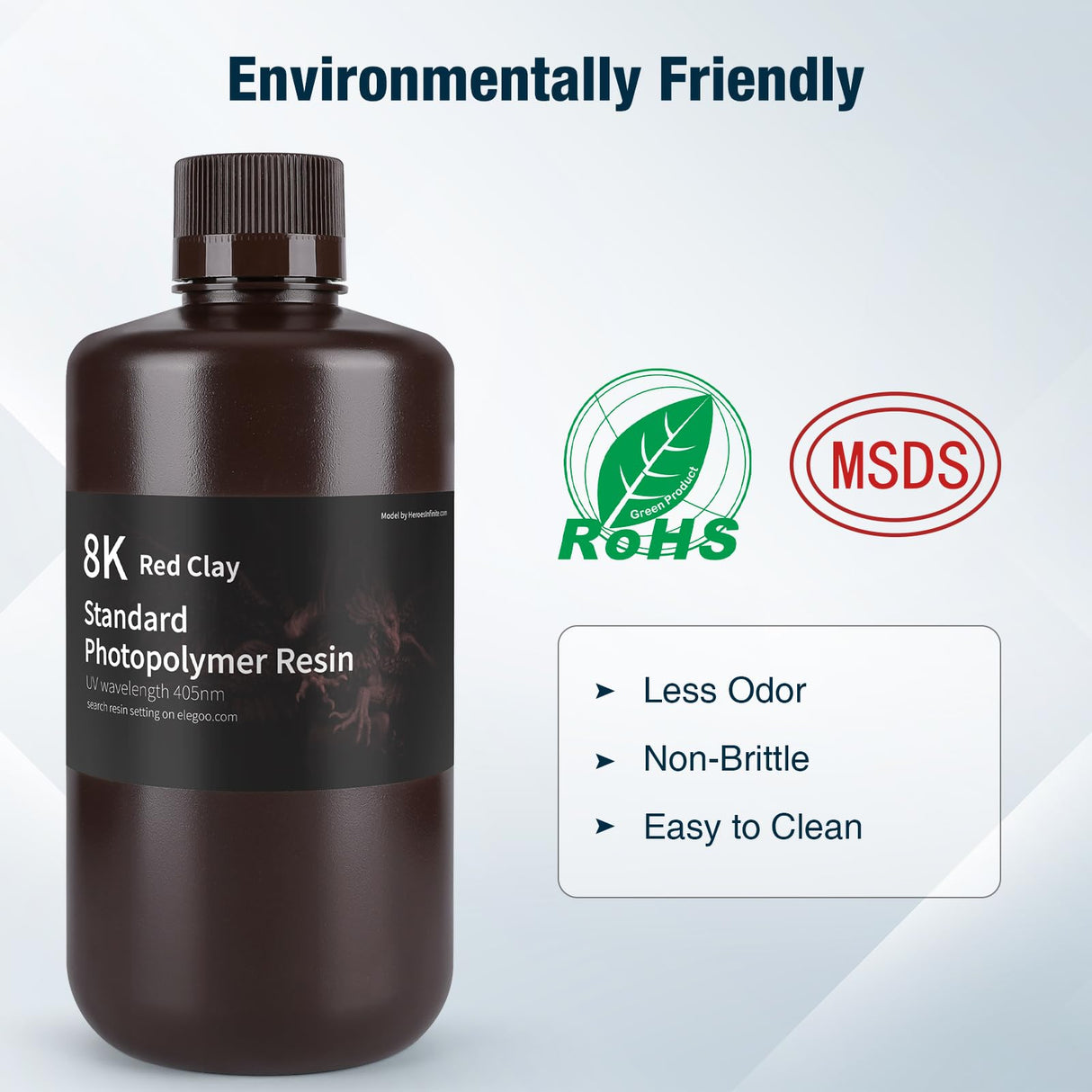 ELEGOO 8K 3D Printer Resin, Standard Photopolymer Resin 405nm UV-Curing Resin, Best for 8K/9K/12K LCD 3D Printer 1000G Red Clay ELEGOO