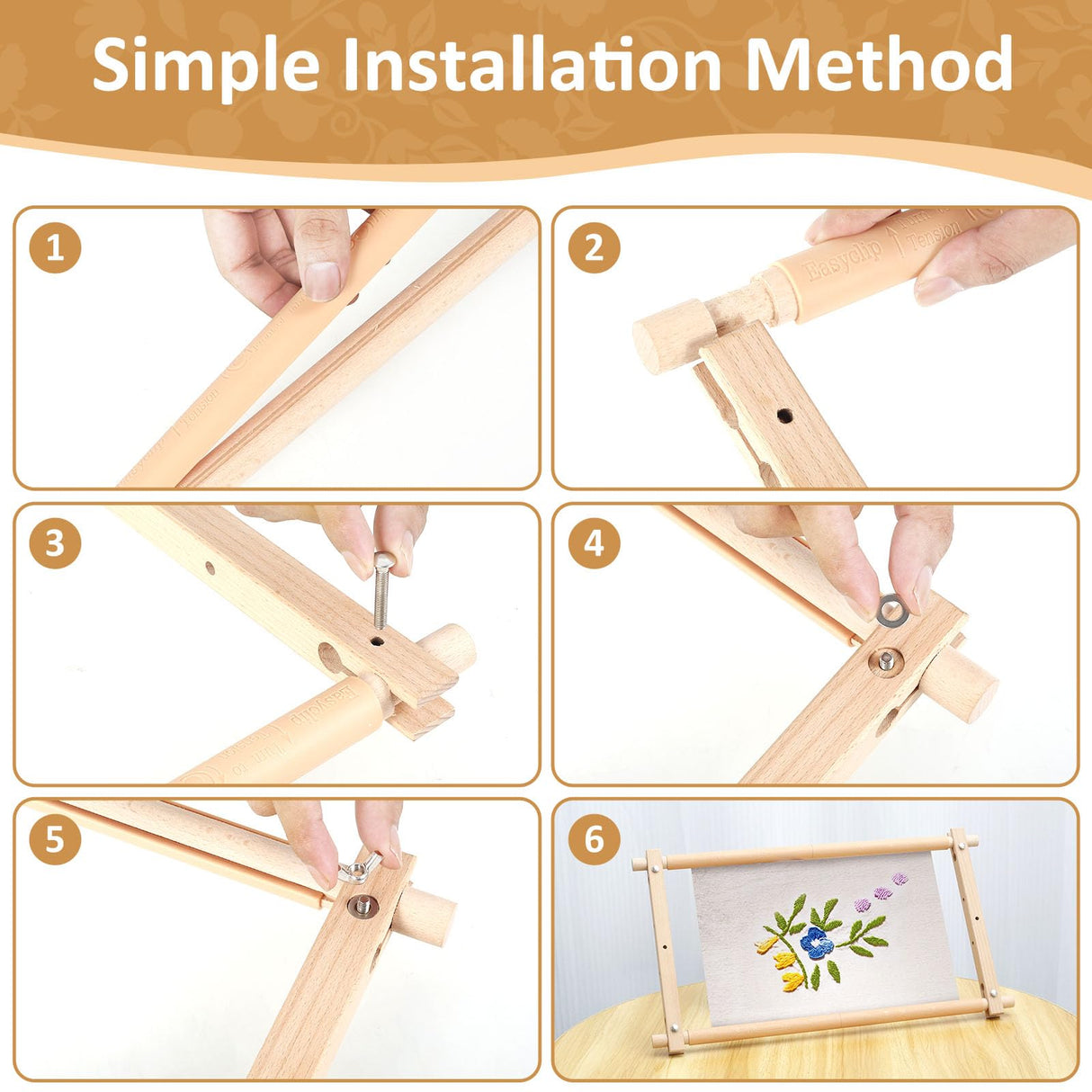 Needlepoint Embroidery Tapestry Scroll Frame, Cross Stitch Frame, Wood Needlework Frame, Quilting Hoop Stand, Needlepoint Frames for Stitching, Needlepoint Holder for Sewing Projects Craft 21.5" x 12" Tzgsonp