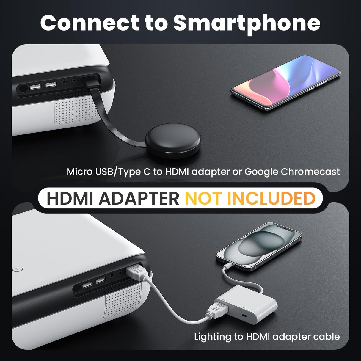 HAPPRUN Projector, Native 1080P Bluetooth Projector, Portable Outdoor Movie Projector, Full HD Mini Projector with Speaker for Home Bedroom, Compatible with Smartphone,HDMI,USB,AV,Fire Stick,PS5 HAPPRUN