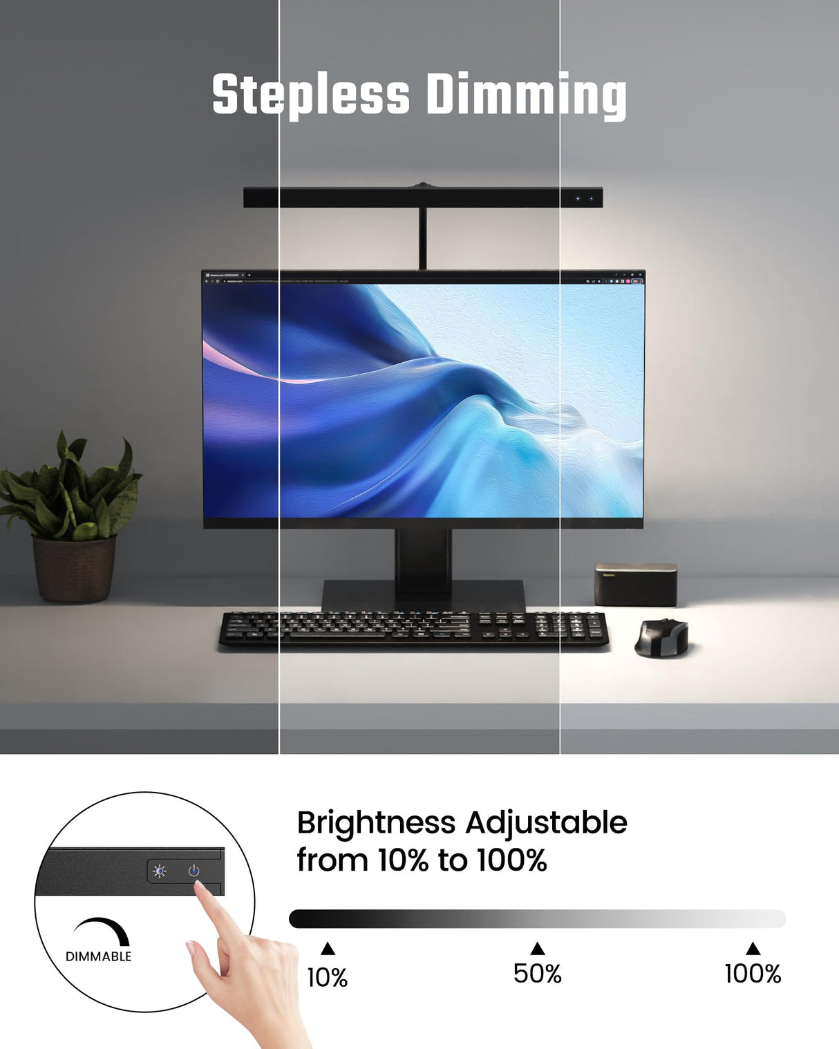 SUPERDANNY LED Desk Lamp for Office Home, Eye-Caring Desk Light with Adjustable Gooseneck, 12W Touch Control Dimmable Brightness, Architect Clamp Lamp with USB Adapter for Reading Study Workbench SUPERDANNY