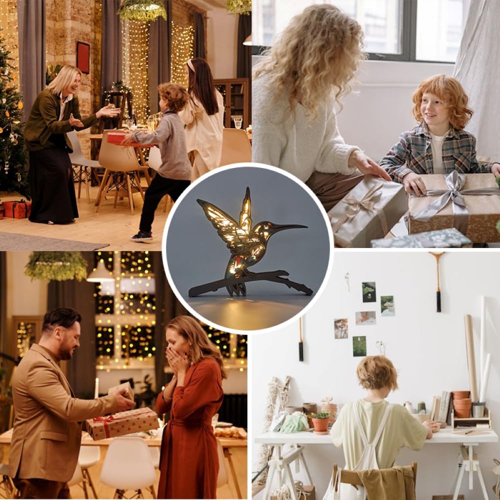 3D Wooden Animal Carving LED Night Light, Wood Carving Light, Modern Home Decoration, Decorative Tables, Cabinets, Living Rooms, Bedrooms, Offices, Farmhouses, Bookshelves, Perfect Holiday Gifts Tivisiy