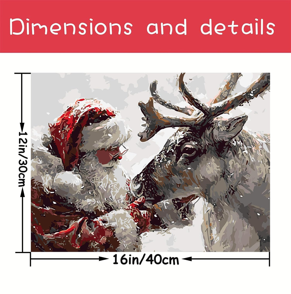 AREOPNMG Christmas Santa Claus Paint by Numbers Kit for Adults Beginner DIY Winter Elk Painting by Numbers Kits,with 3 Brushes and Acrylic Paint(Without Frame), Home Wall Decor 12 x 16 in AREOPNMG