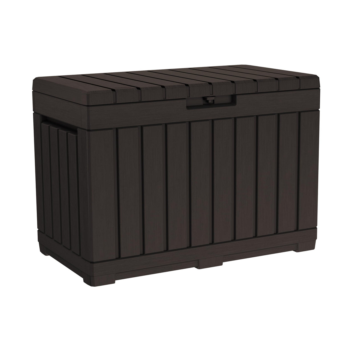 Keter Kentwood 50 Gallon Resin Deck Box-Organization and Storage for Patio Cushions, Throw Pillows and Garden Tools, Brown Keter
