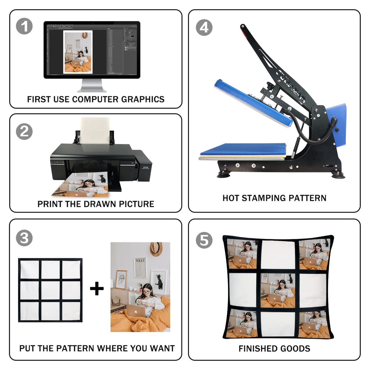 MAIKESUB 4 Pcs Sublimation Blank Lattice Pillow Cases Cushion Cover Throw Pillow Covers for Sublimation Printing 15.7 x 15.7 Inch with Invisible Zippers DIY No Pillow Insert 9 Panel MAIKESUB