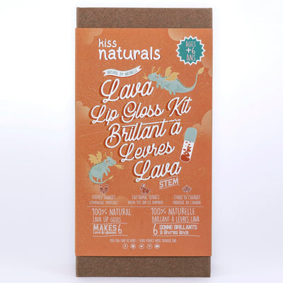 Kiss Naturals - Lava Lip Gloss Kit - With Organic Castor Oil, Safflower Oil, Coconut Oil - STEM DIY Science Kit - Make 6 Lip Gloss - 2 Natural Flavors - Birthday, Holiday, Party Gift for Girls