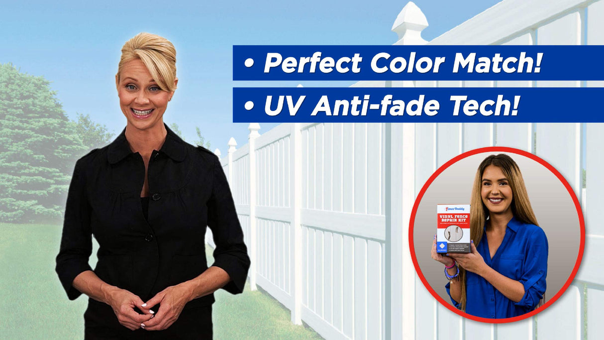 Vinyl Fence Post Repair Kit (Alternative to Replacement Vinyl Fence Panels, Posts, Pickets, Sections, Rails and Parts) White Fence Daddy Kit Fence Daddy