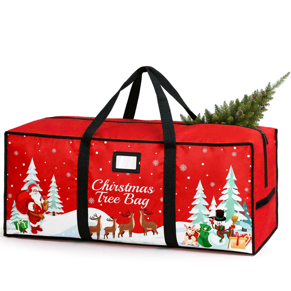 Christmas Tree Storage Bag, Fits Up 7.5 Ft Christmas Tree Durable 600D Oxford Holiday Storage Container with Wide Opening Dual Zippers (Reindeer) Stadupimry