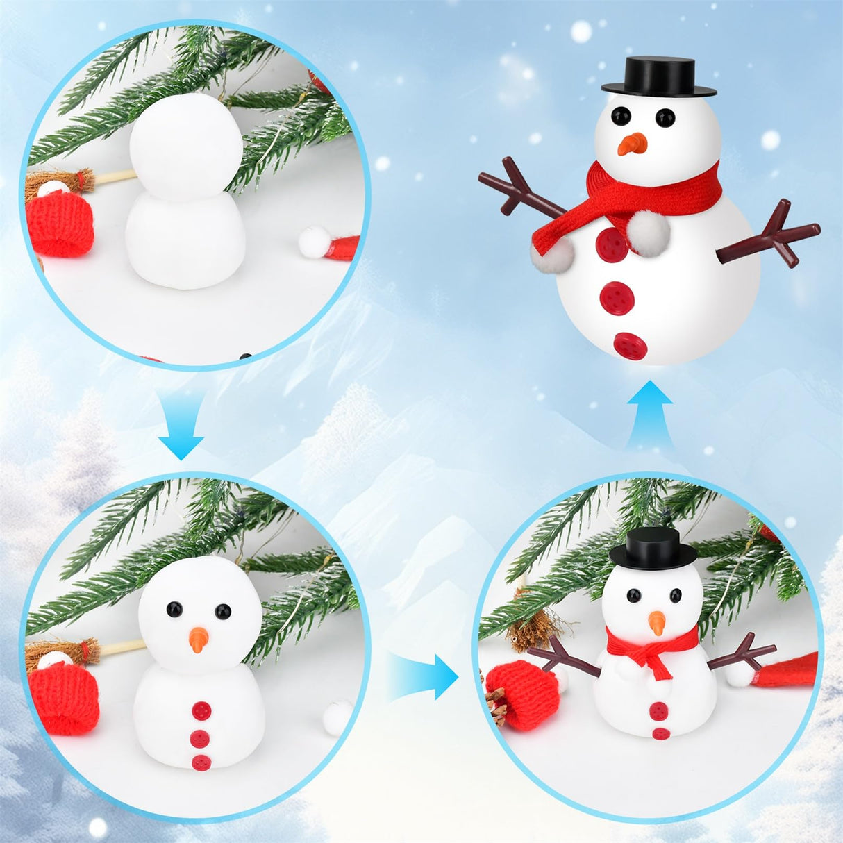 Ariepoue Christmas Stocking Stuffers for Kids Teen Boys Girls - 9 Pack Build Snowman Kit Christmas Crafts Gifts for Kids Creative Air Dry Modeling Clay Xmas Gift Birthday Gifts Ariepoue