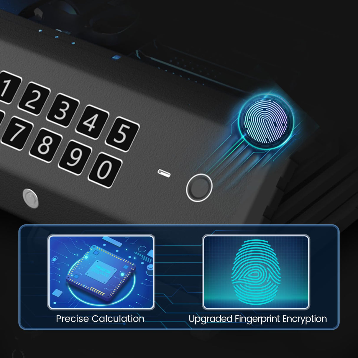 WodPeace Gun Safe for Pistols,Biometric Gun Safe,Fast Access Handgun Lock with Internal Light, Multi-Info Display Screen,Silent Mode,Fingerprint/PIN Code/KEY,Smart Box for Bedside Nightstand Car wodpeace