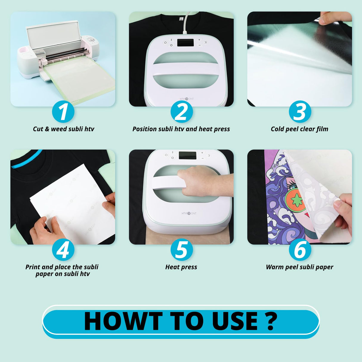 HTVRONT Sublimation HTV for Dark Fabric/Light Fabric 30 Pack - 12 * 10'' Matte Sublimation Vinyl - Sublimation Blanks for Sublimation Shirts/Hat/Pillow/Bag HTVRONT