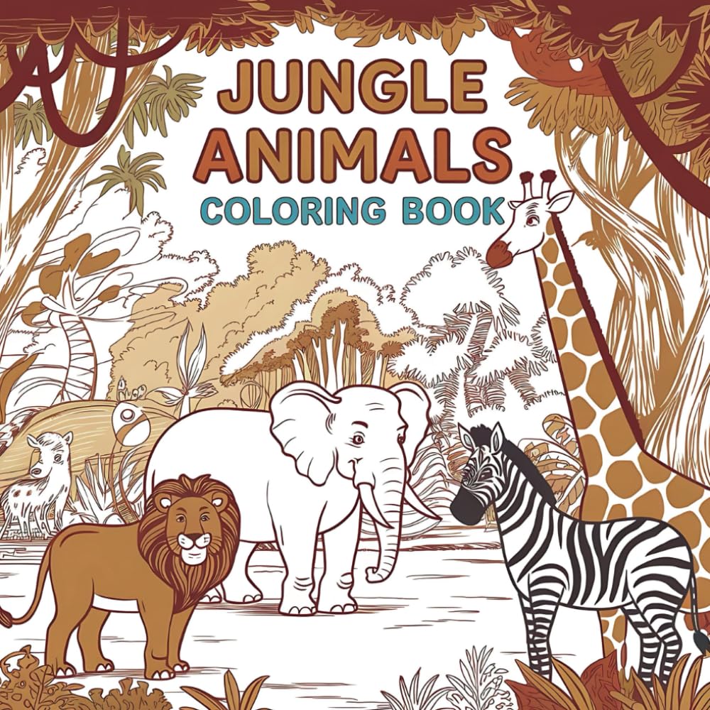 Jungle Animals Coloring Book: Bold and Easy Coloring Pages for Kids with Jungle Animals (Bold & Easy Coloring) WoodArtSupply