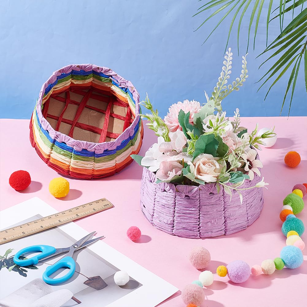 FREEBLOSS 9 Set Basket Making Kit Creative Raffia Basket with Instruction Easter Basket Making Kit Basket Weaving Supplies for Adults Creative Woven Bowl Kits for Easter Activities 12 * 12'' Template FREEBLOSS