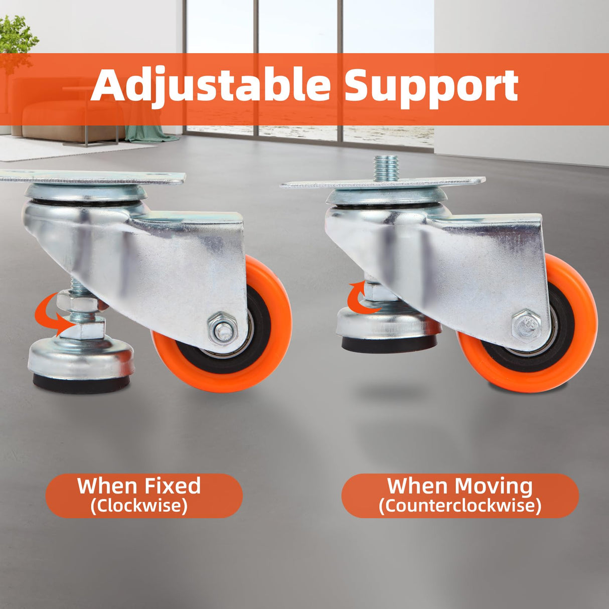 W B D WEIBIDA 2” Leveling Plate Casters Wheels, Workbench Casters Set of 4, Retractable Casters with Adjustable Leveling Feet 1100 LBS, Heavy Duty Casters Wheels for Workbench, Equipment, Machine W B D WEIBIDA