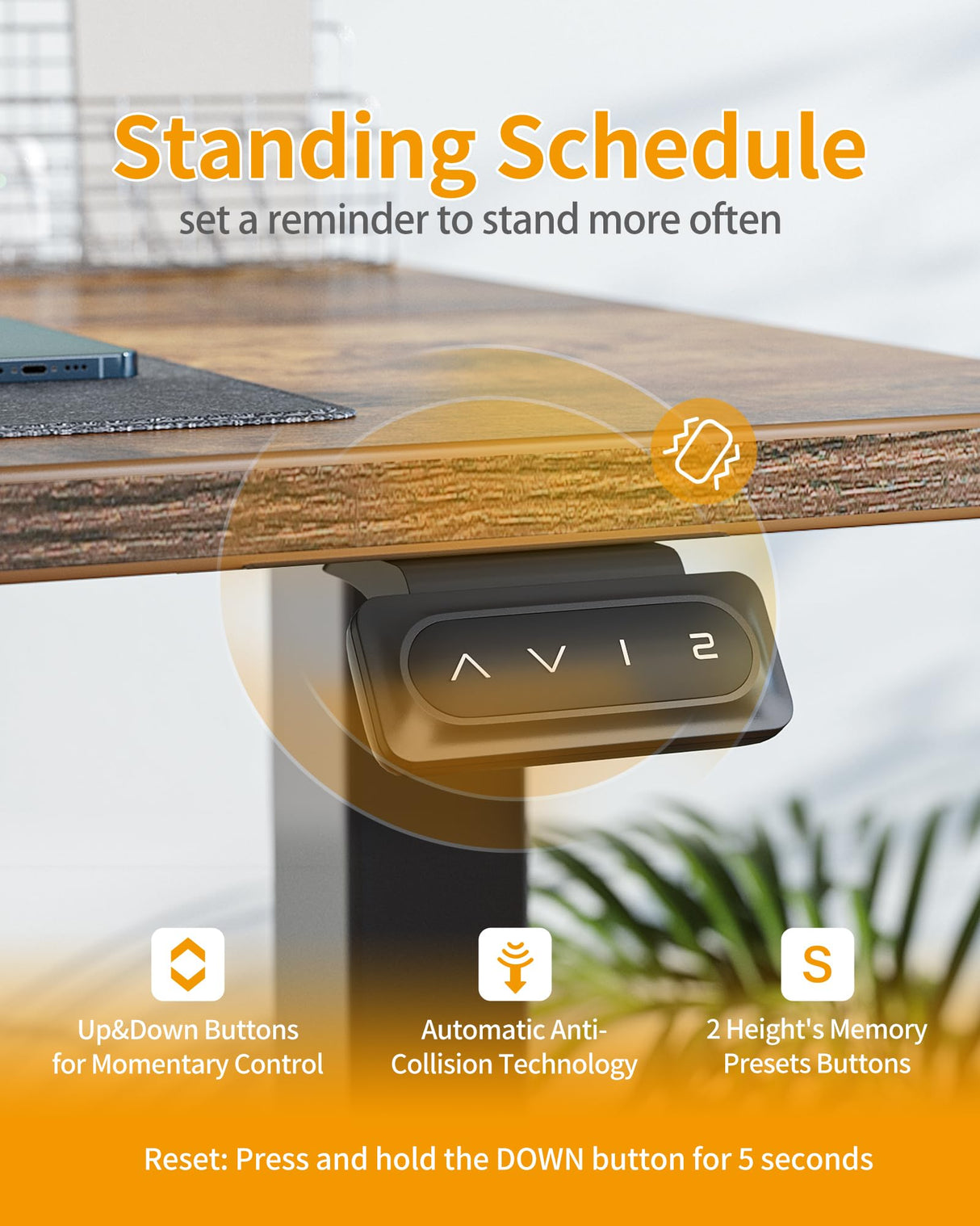 CubiCubi Electric Standing Desk, 48 x 24 Inches Height Adjustable Sit Stand Desk, Ergonomic Home Office Computer Workstation, Rusticbrown CubiCubi