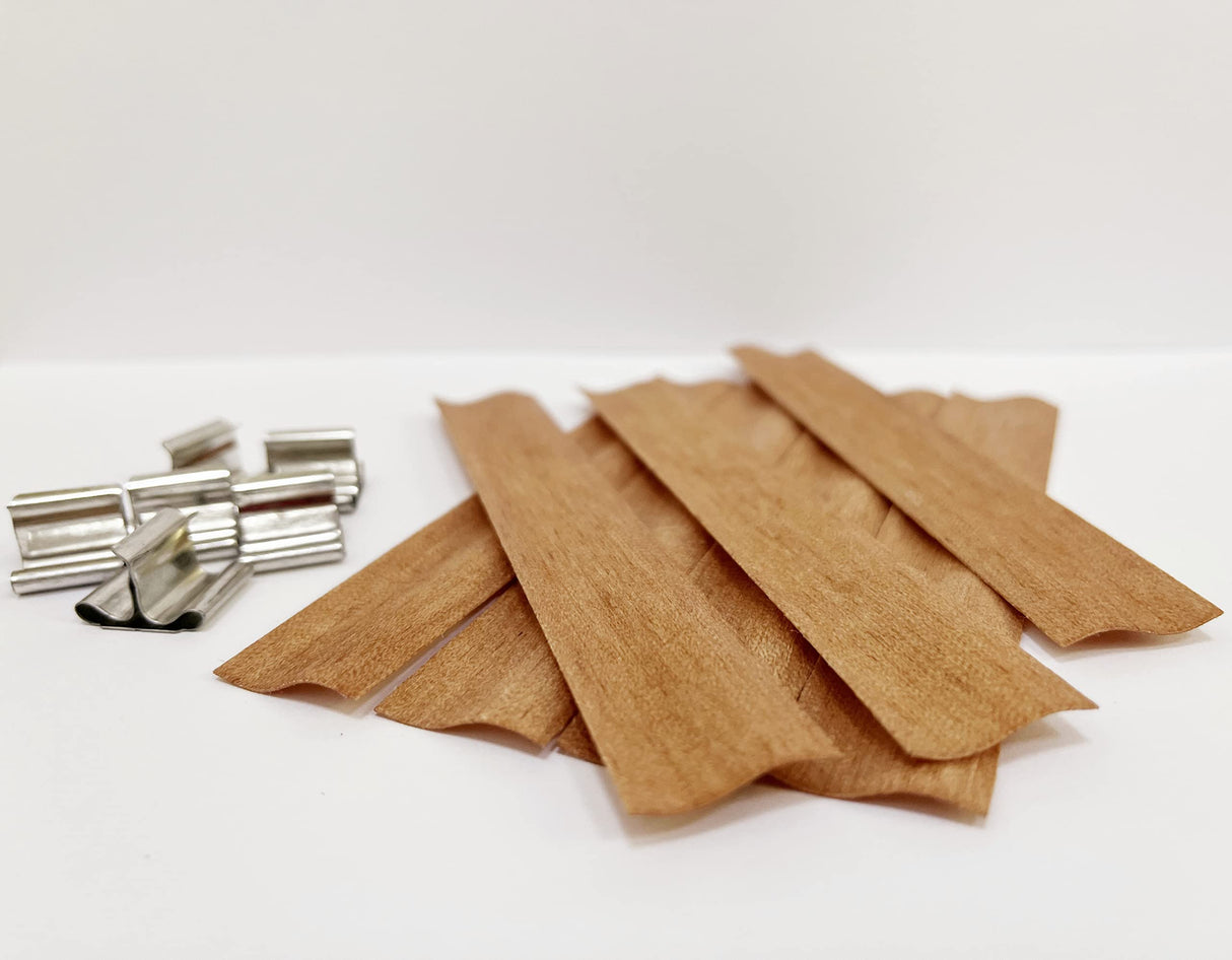 GDJIEDE 20PCS 0.79 inch Width by 4.72 inch Height Wavy Wood Wick+Metal Base for DIY Candle Making Smokeless Wooden Candle Wick WoodArtSupply