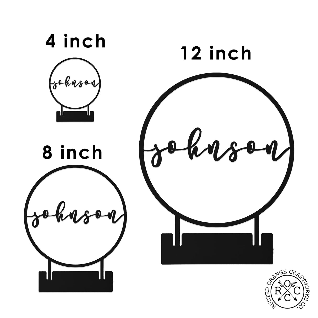 ROCC RUSTED ORANGE CRAFTWORKS CO. Anderson Tabletop or Shelf Personalized Name Sign - freestanding personalized family name sign last name signs for home decor custom name sign standing (4 inch Name Only) ROCC RUSTED ORANGE CRAFTWORKS CO.