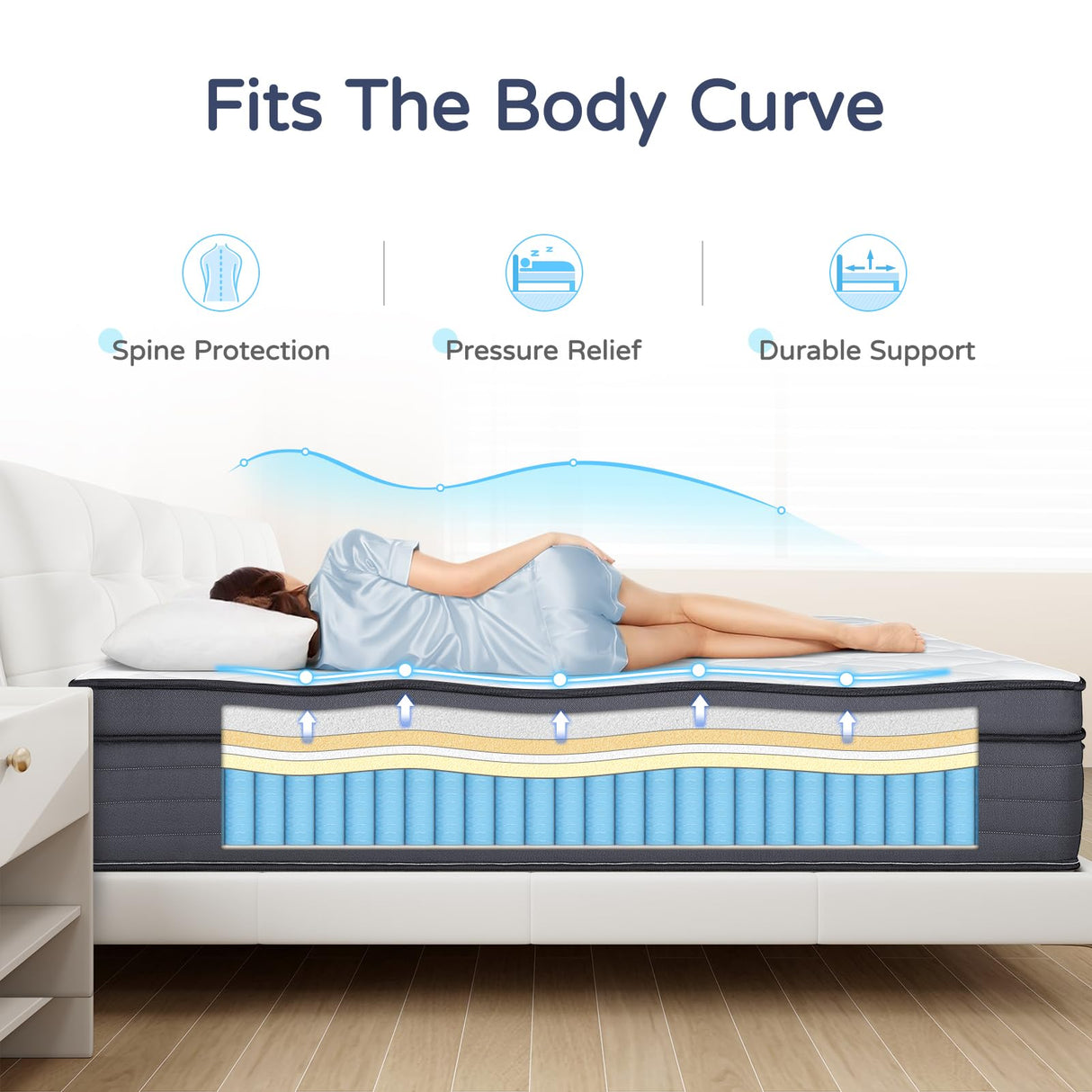 SIMARTH King Size Mattress - 12 Inch Hybrid King Size Mattress in a Box, Upgrade Strengthen, Gel Memory Foam King Matress with Motion Isolation, Strong Edge Support and Pocket Springs, Medium SIMARTH