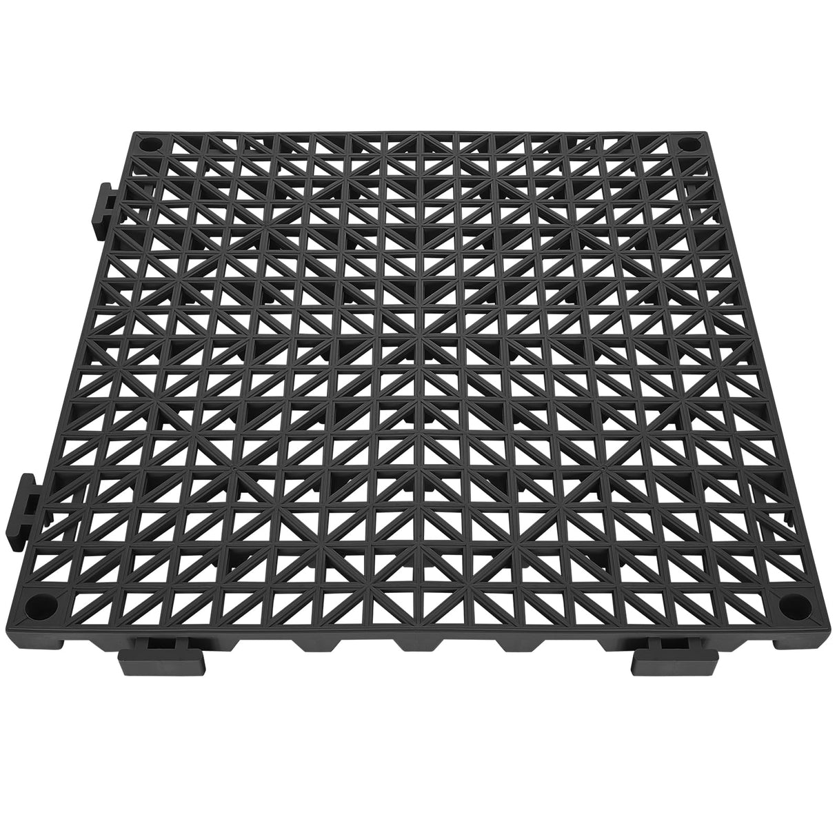VEVOR Interlocking Tile 50PCS Black, Drainage Tiles 12" x 12" Splicing, Soft PVC Interlocking Drainage Floor Tiles, Non-Slip Drainage Holes for Restroom, Bathroom, Kitchen, Pool, Wet Areas VEVOR