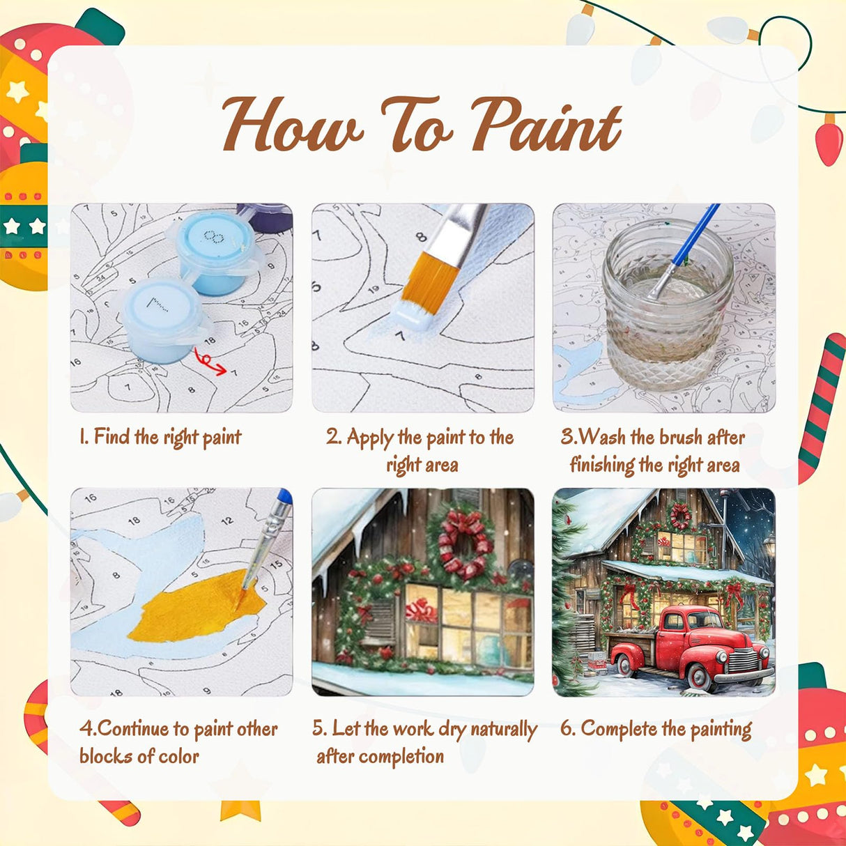 Arttoplus Christmas Paint by Numbers Kit for Adults Beginner-Red Truck Adult Paint by Number Kits on Canvas, DIY Acrylic Oil Painting by Numbers for Adults for Gift Home Wall Decor(16x20inch) Arttoplus