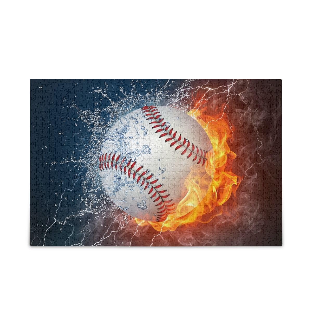 Baseball Fire Water Jigsaws Puzzles, Puzzles Adults, with Letters on Back, Puzzle 500 Pieces Joisal