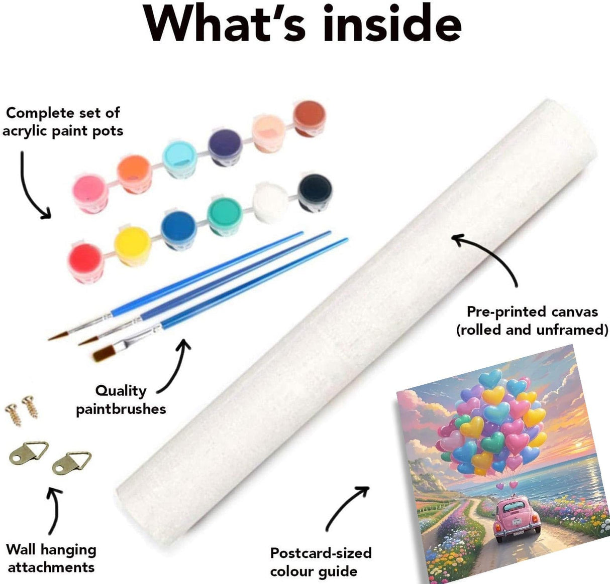 Balloon Paint by Numbers Kit for Adults, Car Paint by Number for Adults Beginner on Canvas, Ideal Gift Choice for Birthday and Festival, DIY Acrylic Paints for Wall Decor 16x20inch Clendo