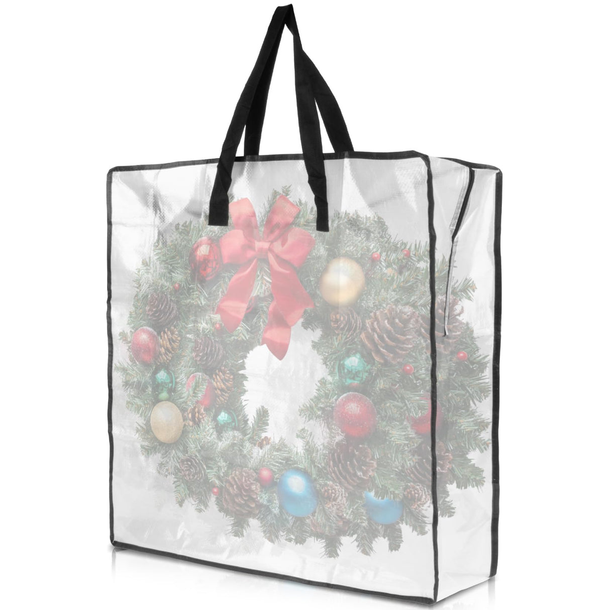 RAINFLOW Christmas Wreath Storage Container - Clear Moving Bags Heavy Duty With Zipper for Wreaths Clothes Gift Pillow Toy Plastic Storage Bag Supplies College Dorm Under Bed Storage(24 inch) RAINFLOW