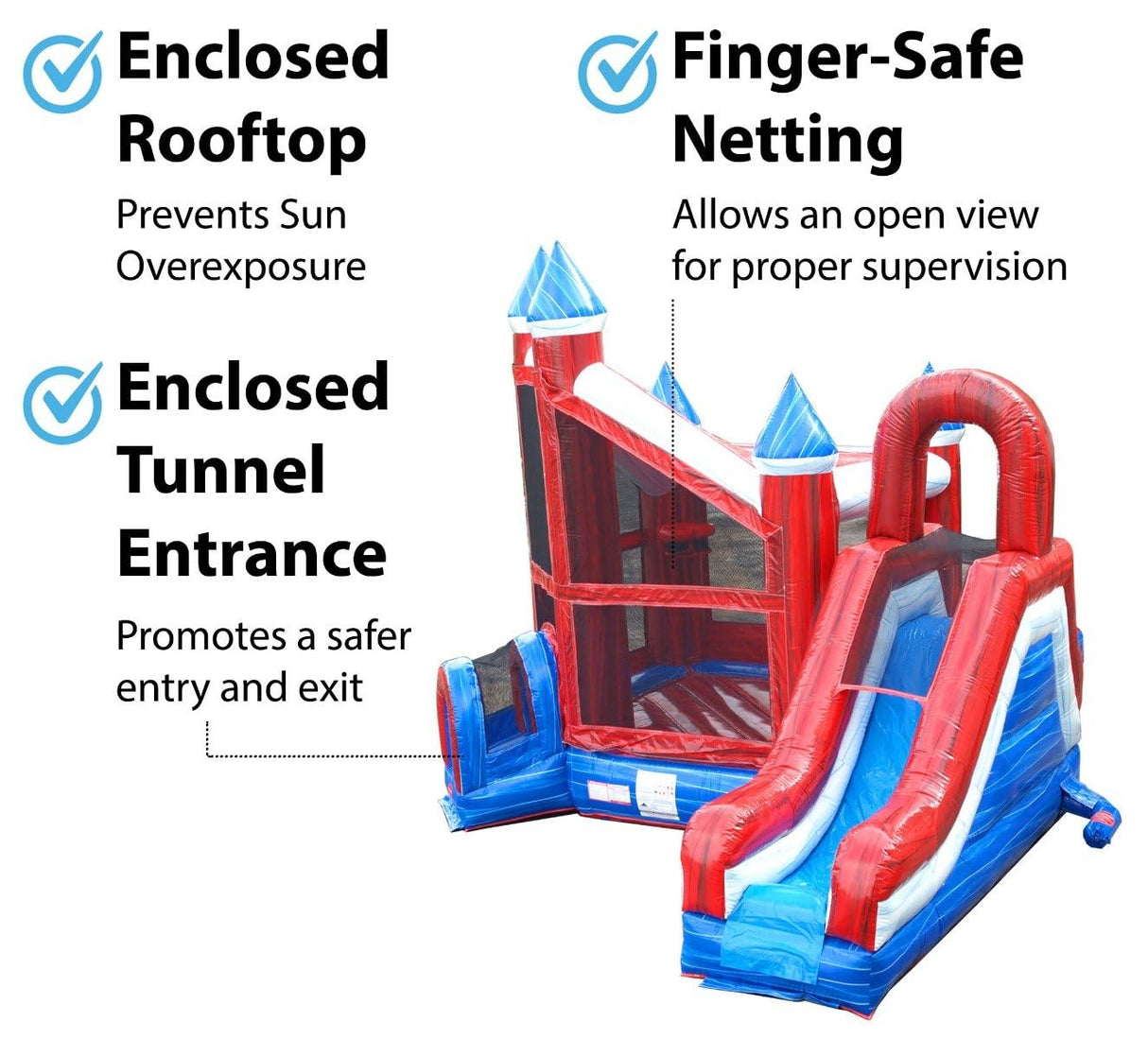 TentandTable Inflatable Bounce House with Slide for Kids 5-12 Large, Commercial Grade Bouncy Castle for Adults, Jump House, Includes Electric Air Blower, 19' L x 15' W x 16' H, Red White and Blue TentandTable