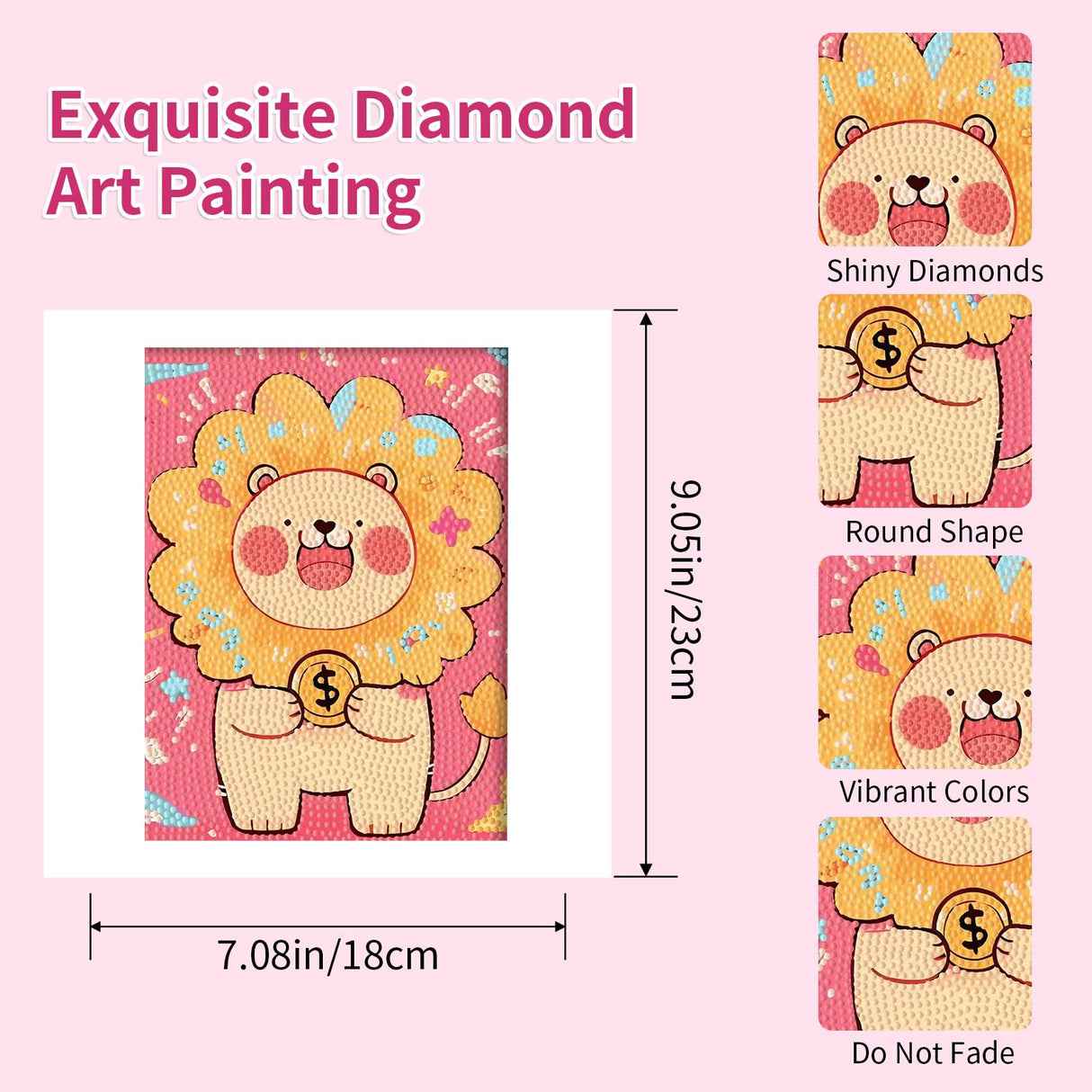 PERFECTSIGHT Cute 5D Diamond Art Kits, Kawaii DIY Painting Art for Adults Teen, 4 Pack Diamond Arts and Crafts Sets, Big Gem Full Drill Diamond Dots for Women (Multicolor Animal) PERFECTSIGHT