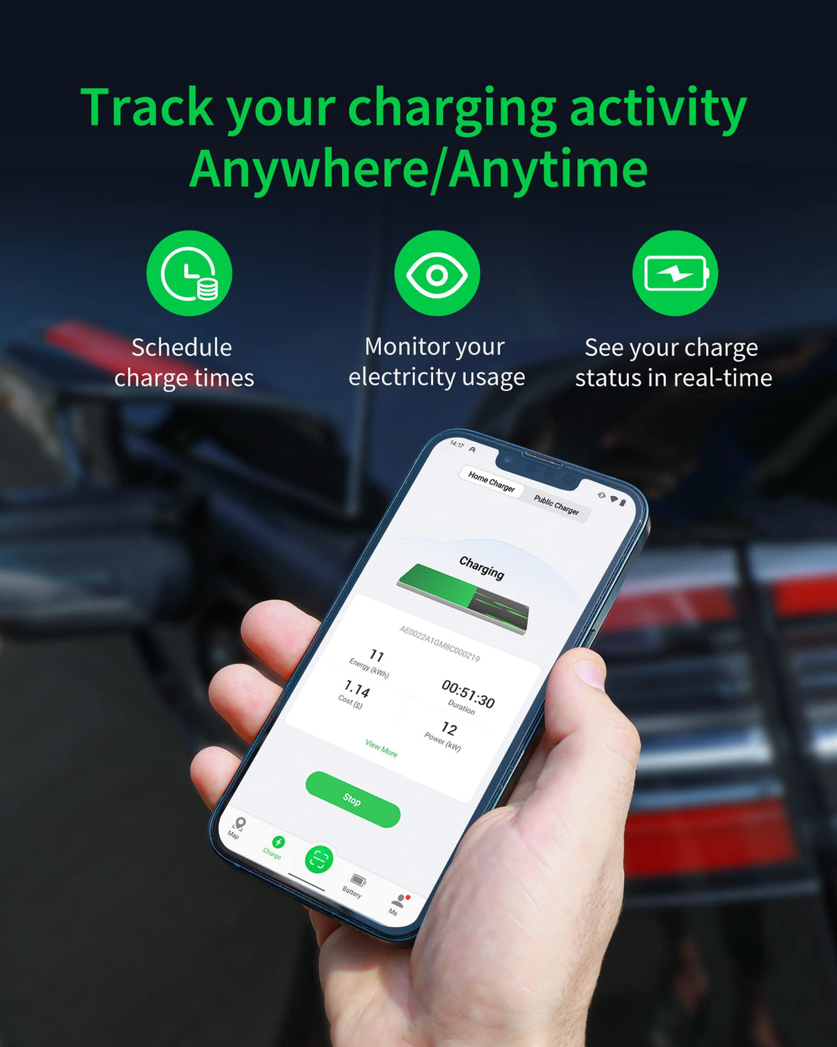 Autel Home Level 2 EV Charger up to 50Amp, 240V, Indoor/Outdoor Car Charging Station, Wi-Fi and Bluetooth Enabled EVSE, Flexible 25-Foot Cable,Hardwired, Dark Gray Autel