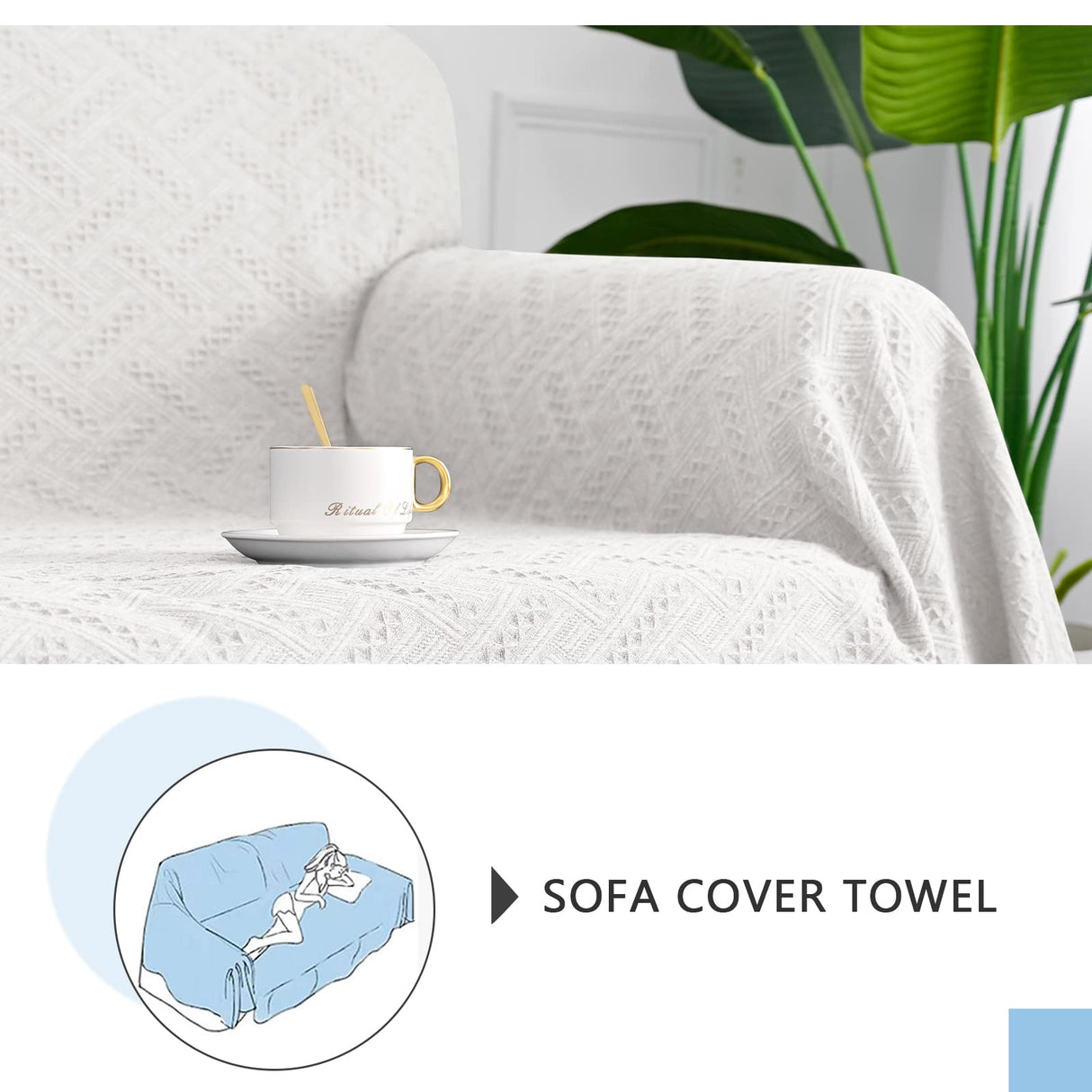 MEETSKY White Couch Cover Sofa Covers Slipcover for Loveseat Recliner Chair Futon, Washable Protector Thick Breathable Fabric, Living Room/Bedroom Decoration (71"x 91", Medium, White) MEETSKY