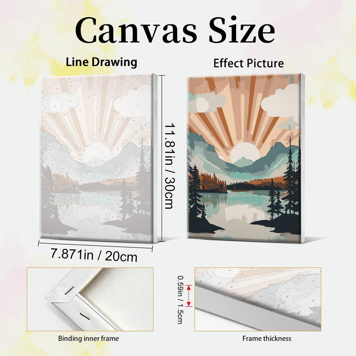 JOOZ 4 Pack Paint by Numbers Kit for Adults with Frame Mountain Paint by Number with Easel Lake Adult Paint by Number Kit on Canvas Framed Sunset Oil Painting Kits for Home Wall Decor 8x12 Inch JOOZ
